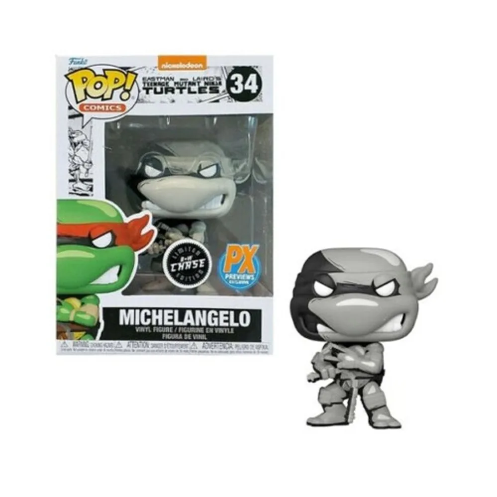 Funko Pop Michelangelo Tartarugas Ninjas B+W Chase 34